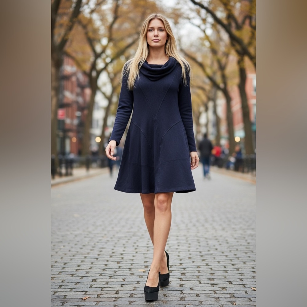 Prairie Underground Brand New Hemp/cotton Navy Long Sleeve Dress size S